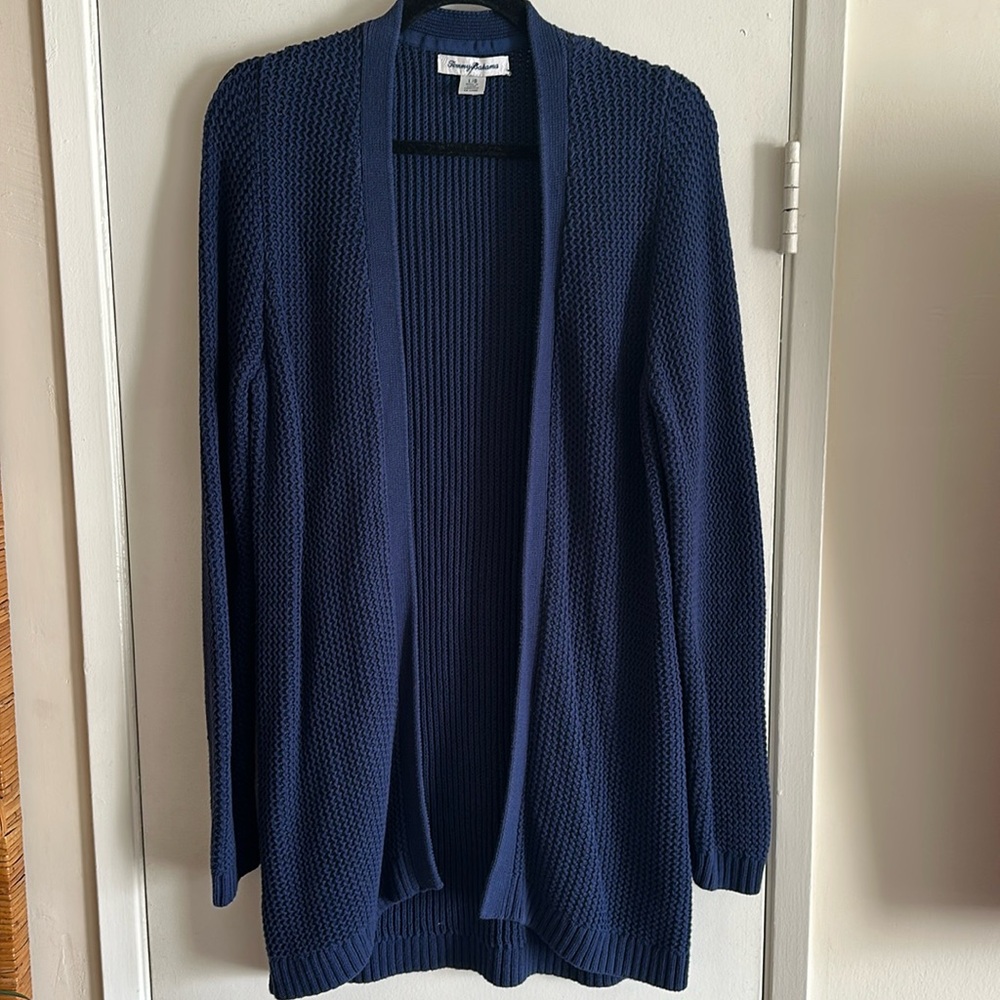 Tommy Bahama women’s navy blue cardigan. Size L